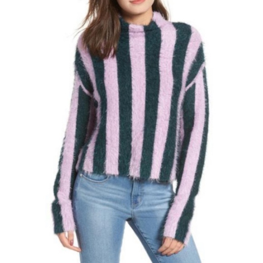 Blank NYC fuzzy striped sweater
